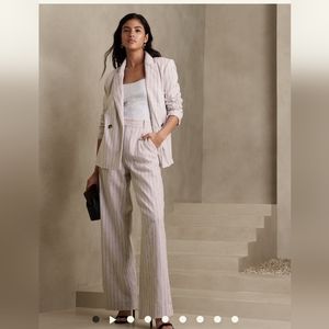 Linen High Rise Pants Strips